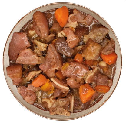 6 boites de 280gr, Ragout : poulet, canard, porc, boeuf, thon et oreille de porc